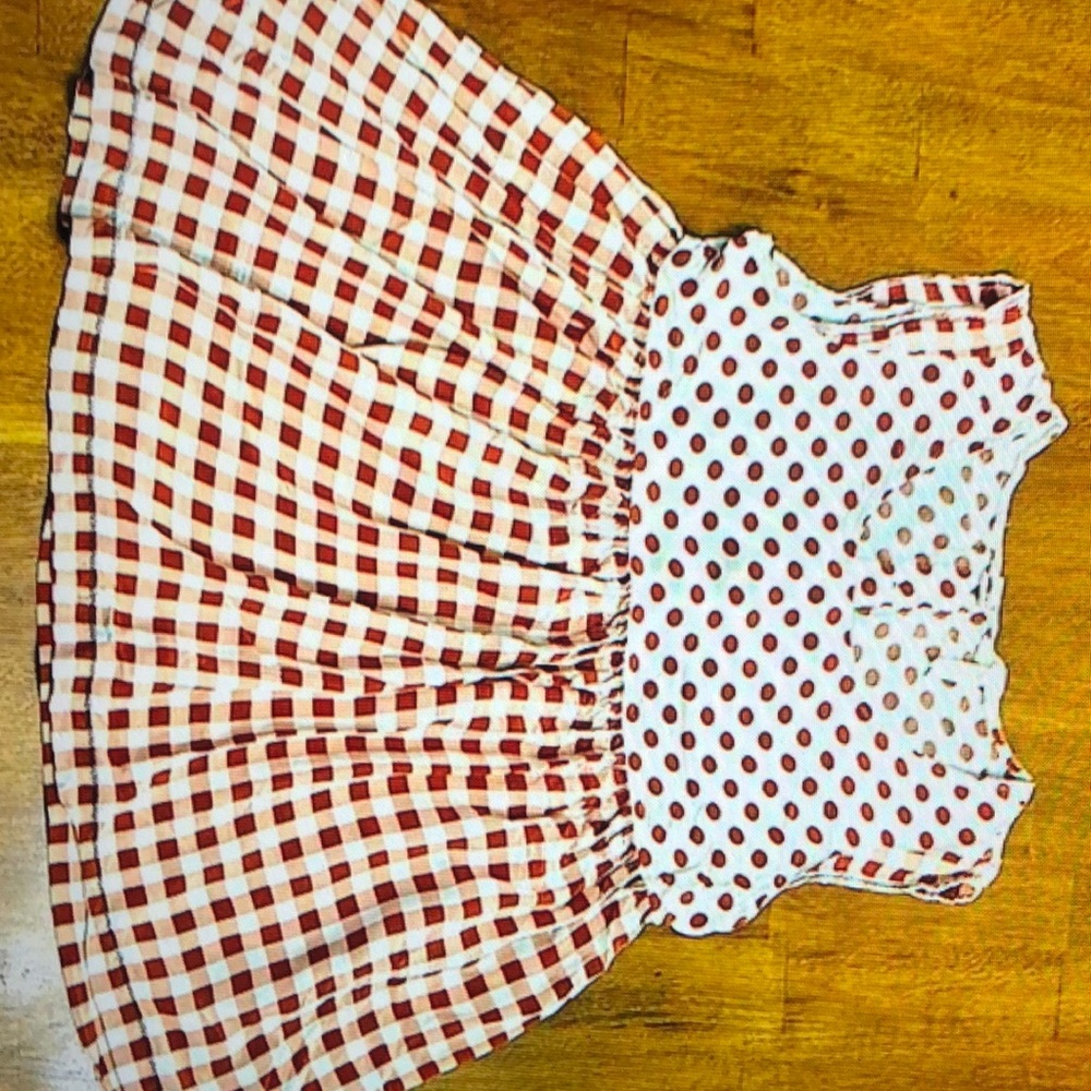 Girls Matilda Jane Top Medium Polka Dora brown and Cream